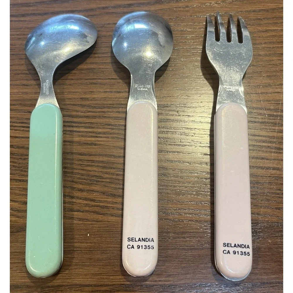 Vintage Disney Selandia Minnie Mouse Winnie The Pooh Toddler Spoon Fork 3pc Set